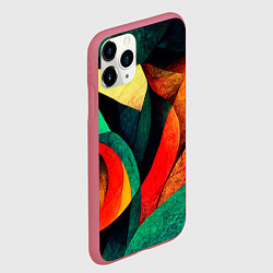 Чехол iPhone 11 Pro матовый Текстурированная цветная абстракция, цвет: 3D-малиновый — фото 2