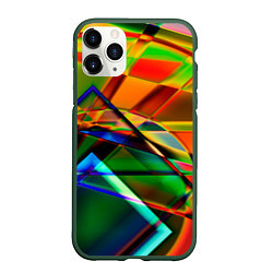 Чехол iPhone 11 Pro матовый Разноцветное стекло, цвет: 3D-темно-зеленый