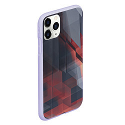 Чехол iPhone 11 Pro матовый Серые и красные призрачные стёкла, цвет: 3D-светло-сиреневый — фото 2