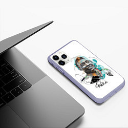 Чехол iPhone 11 Pro матовый Пеле бразильский футболист, цвет: 3D-светло-сиреневый — фото 2