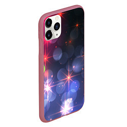 Чехол iPhone 11 Pro матовый Поп арт неоновые звезды космического неба, цвет: 3D-малиновый — фото 2