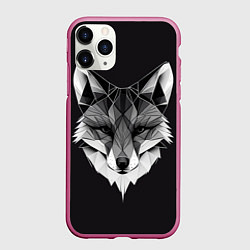 Чехол iPhone 11 Pro матовый Lowpoly fox, цвет: 3D-малиновый