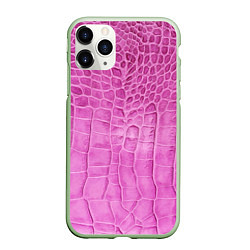 Чехол iPhone 11 Pro матовый Кожа - текстура - pink, цвет: 3D-салатовый