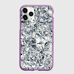 Чехол iPhone 11 Pro матовый Сверкающие кристаллы серебра, цвет: 3D-фиолетовый