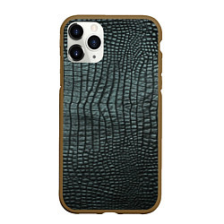 Чехол iPhone 11 Pro матовый Кожа крокодила - fashion, цвет: 3D-коричневый