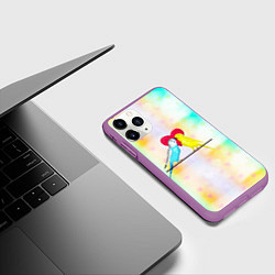 Чехол iPhone 11 Pro матовый Влюбленные волнистые попугайчики, цвет: 3D-фиолетовый — фото 2