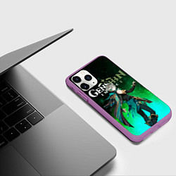 Чехол iPhone 11 Pro матовый Аль Хайтам Геншин Импакт, цвет: 3D-фиолетовый — фото 2