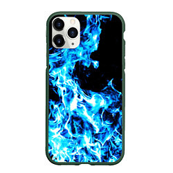 Чехол iPhone 11 Pro матовый Красивый неоновый синий огонь