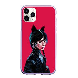 Чехол iPhone 11 Pro матовый Wednesday black kitty, цвет: 3D-светло-сиреневый