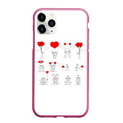 Чехол iPhone 11 Pro матовый Valentain Day, цвет: 3D-малиновый
