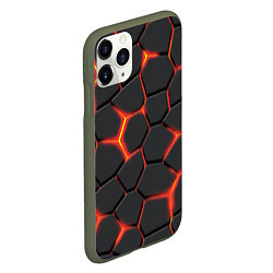 Чехол iPhone 11 Pro матовый Неоновый разлом - жёлтый, цвет: 3D-темно-зеленый — фото 2
