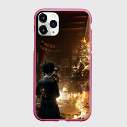 Чехол iPhone 11 Pro матовый Уэнсдэй поджог, цвет: 3D-малиновый