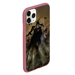 Чехол iPhone 11 Pro матовый Уэнсдэй и вороны, цвет: 3D-малиновый — фото 2