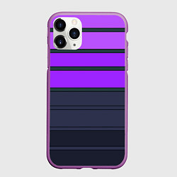 Чехол iPhone 11 Pro матовый Полосатый узор в серых и фиолетовых тонах, цвет: 3D-фиолетовый