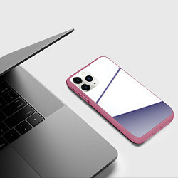Чехол iPhone 11 Pro матовый Абстрактный белый и фиолетовый паттерн, цвет: 3D-малиновый — фото 2