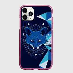 Чехол iPhone 11 Pro матовый Голова синей лисы, цвет: 3D-малиновый