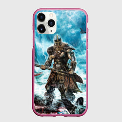 Чехол iPhone 11 Pro матовый Викинг с секирой, цвет: 3D-малиновый