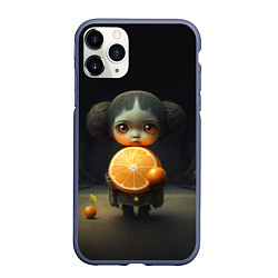 Чехол iPhone 11 Pro матовый Девочка с мандарином в руках