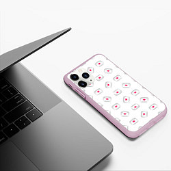 Чехол iPhone 11 Pro матовый Валентинки в конвертах, цвет: 3D-розовый — фото 2