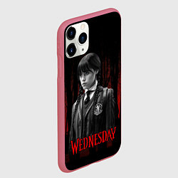 Чехол iPhone 11 Pro матовый Wednesday темный фон, цвет: 3D-малиновый — фото 2