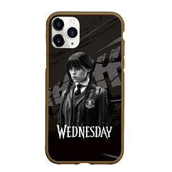 Чехол iPhone 11 Pro матовый Wednesday black and white, цвет: 3D-коричневый