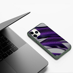 Чехол iPhone 11 Pro матовый Фиолетовые волны, цвет: 3D-темно-зеленый — фото 2