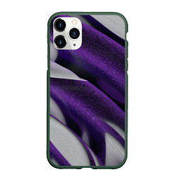 Чехол iPhone 11 Pro матовый Фиолетовые волны, цвет: 3D-темно-зеленый
