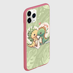 Чехол iPhone 11 Pro матовый Мистер Влюбленный динозавр, цвет: 3D-малиновый — фото 2