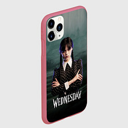 Чехол iPhone 11 Pro матовый Уэнсдэй пустой лес, цвет: 3D-малиновый — фото 2