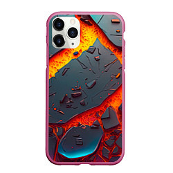 Чехол iPhone 11 Pro матовый Мультяшная лава, цвет: 3D-малиновый