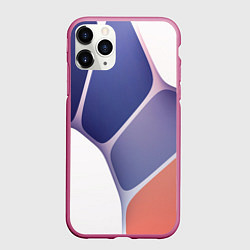 Чехол iPhone 11 Pro матовый Узор из синих, фиолетовых, белых и оранжевых камне, цвет: 3D-малиновый