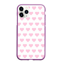 Чехол iPhone 11 Pro матовый Pink hearts