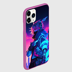 Чехол iPhone 11 Pro матовый Cyber boy Genshin, цвет: 3D-фиолетовый — фото 2