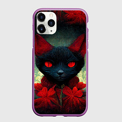 Чехол iPhone 11 Pro матовый Dark cat, цвет: 3D-фиолетовый
