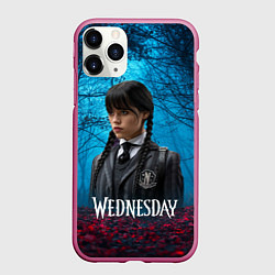 Чехол iPhone 11 Pro матовый Wednesday таинственный лес, цвет: 3D-малиновый