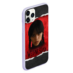 Чехол iPhone 11 Pro матовый Уэнсдэй красно-черный фон, цвет: 3D-светло-сиреневый — фото 2