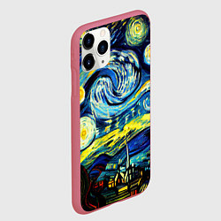 Чехол iPhone 11 Pro матовый Винсент ван Гог, звездная ночь, цвет: 3D-малиновый — фото 2