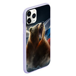 Чехол iPhone 11 Pro матовый Русский медведь патриот, цвет: 3D-светло-сиреневый — фото 2