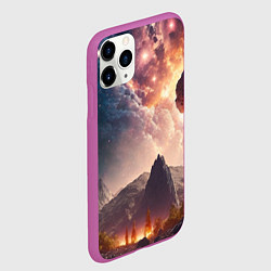 Чехол iPhone 11 Pro матовый Млечный Путь, как небесное творение над ландшафтом, цвет: 3D-фиолетовый — фото 2