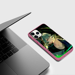 Чехол iPhone 11 Pro матовый Genshin impact - Аль-хайтам, цвет: 3D-малиновый — фото 2