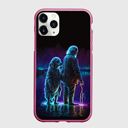 Чехол iPhone 11 Pro матовый Собака друг человека и старик - нейросеть