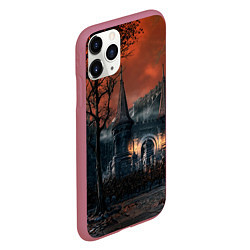 Чехол iPhone 11 Pro матовый Bloodborne пейзаж, цвет: 3D-малиновый — фото 2
