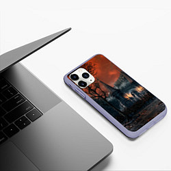 Чехол iPhone 11 Pro матовый Bloodborne пейзаж, цвет: 3D-светло-сиреневый — фото 2