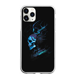 Чехол iPhone 11 Pro матовый Blue skeleton with horns