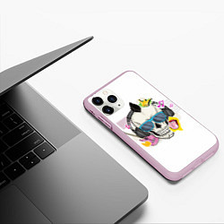Чехол iPhone 11 Pro матовый Черепок в очках, цвет: 3D-розовый — фото 2