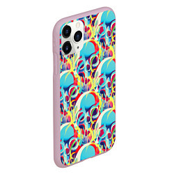 Чехол iPhone 11 Pro матовый Черепа кислотный узор, цвет: 3D-розовый — фото 2
