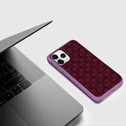 Чехол iPhone 11 Pro матовый Паттерн из красных линий, цвет: 3D-фиолетовый — фото 2