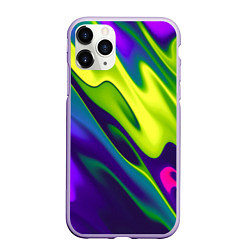 Чехол iPhone 11 Pro матовый Сине-зелёное и фиолетовое абстрактное слияние, цвет: 3D-светло-сиреневый
