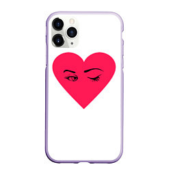 Чехол iPhone 11 Pro матовый Красное сердце - любовь с глазами