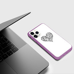 Чехол iPhone 11 Pro матовый Сердце в стиле тату, цвет: 3D-фиолетовый — фото 2